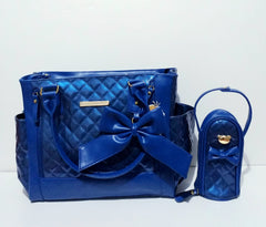 BOLSO PAÑALERO CHAROL AZUL - KUATITOS